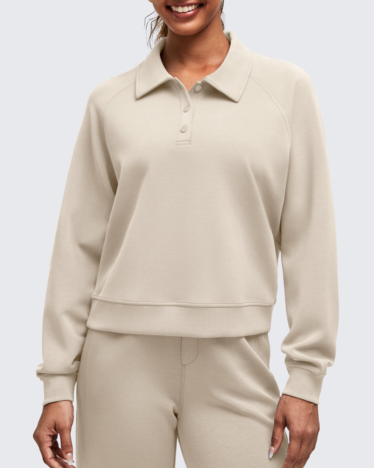 G4Free Activewear - Smoofit Polo Pullover Button Up Sweatshirts -GF25F540AF-XS-GF25F540AA-S-GF25F540AB-M-GF25F540AC-L-GF25F540AD-XL