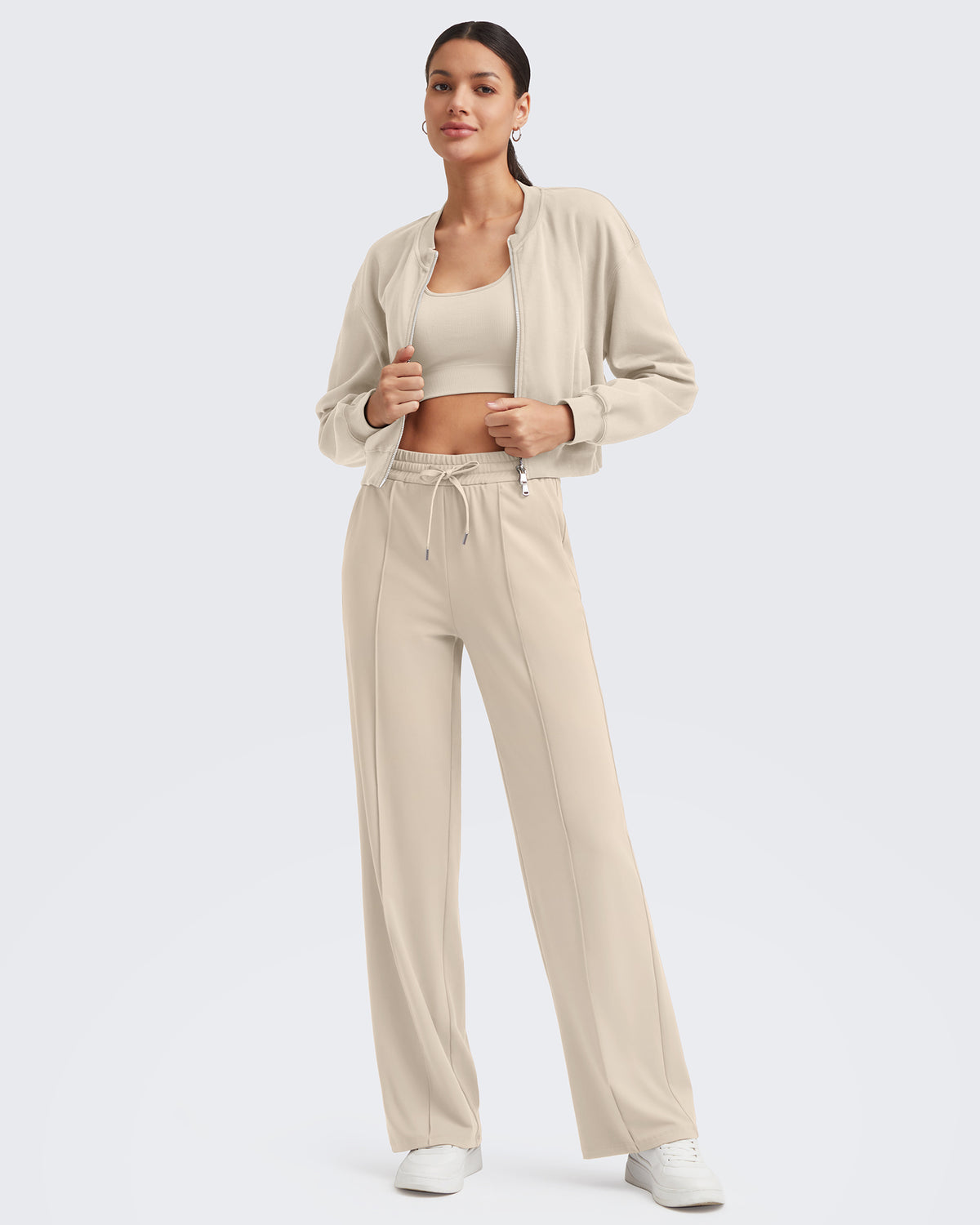 G4Free Activewear - Loose Front Pleats Drawstring Casual Pants -GF24J310AA-S-GF24J311AA-S-GF24J312AA-S-GF24J310AB-M-GF24J311AB-M