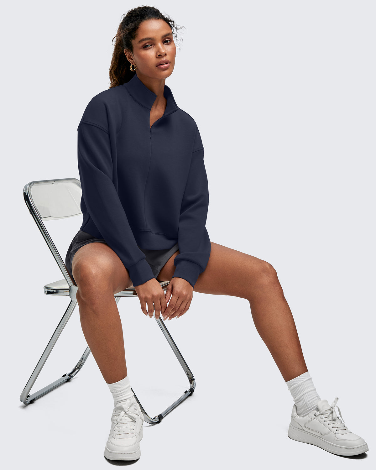 G4Free Activewear - Smoofit Half-Zip Mock Neck Long Sleeve Sweatshirts -GF25F519AF-XS-GF25F519AA-S-GF25F519AB-M-GF25F519AC-L-GF25F519AD-XL