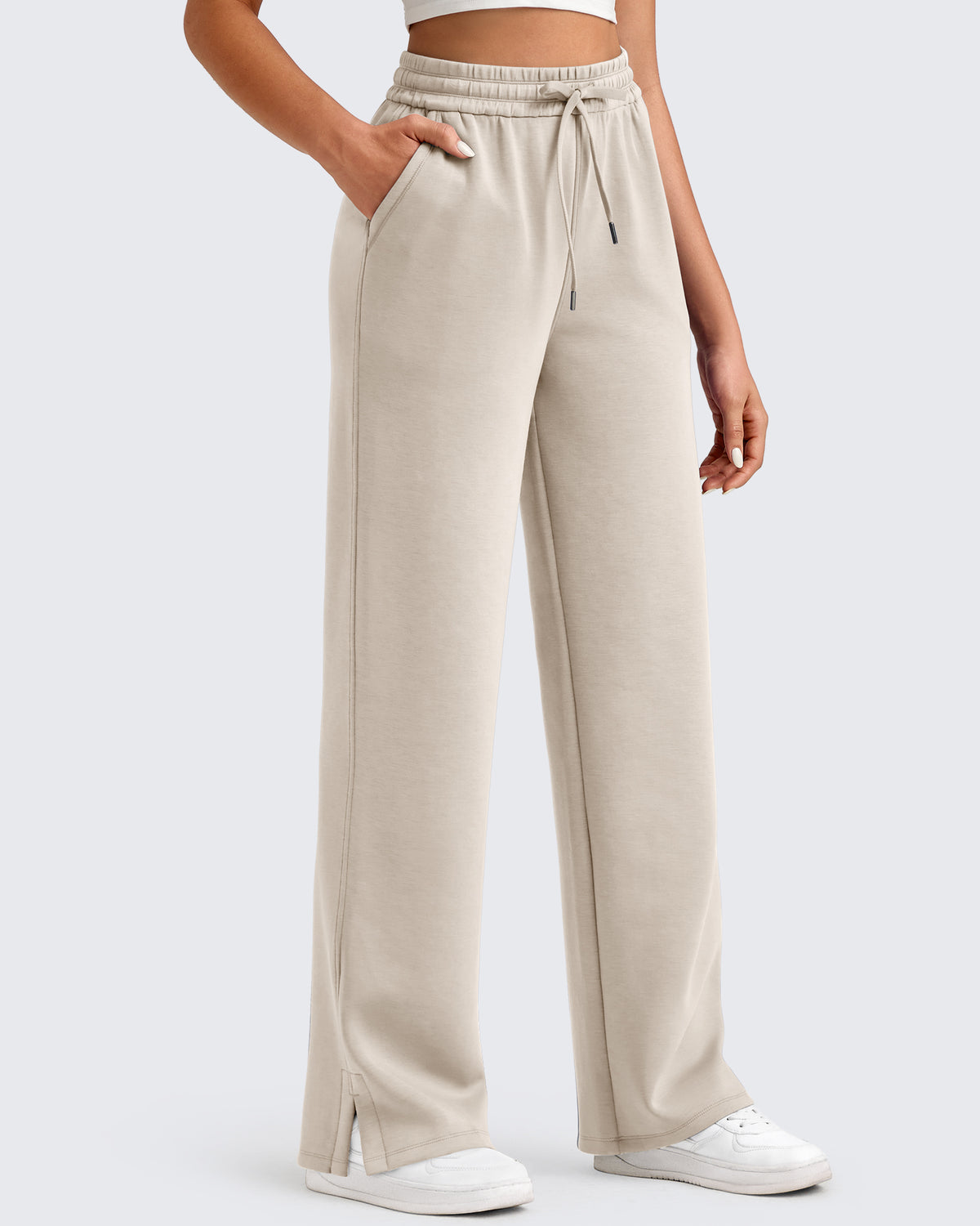 G4Free Activewear - Smoofit Side Slit Drawstring Loose Sweatpants -GF25J491AA-S-GF25J492AA-S-GF25J493AA-S-GF25J491AB-M-GF25J492AB-M