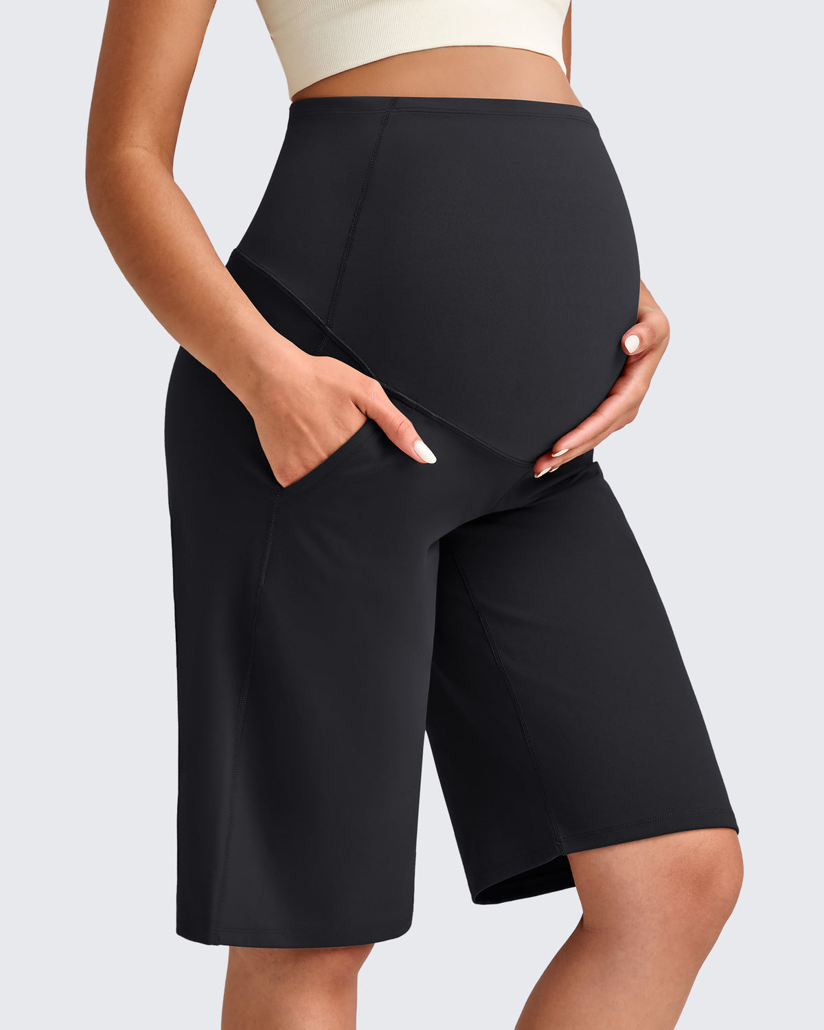 G4Free Activewear - Maternity Athletic Bermuda Shorts 12'' -GF25EY508AA-S-GF25EY508AB-M-GF25EY508AC-L-GF25EY508AD-XL-GF25EY508AE-XXL