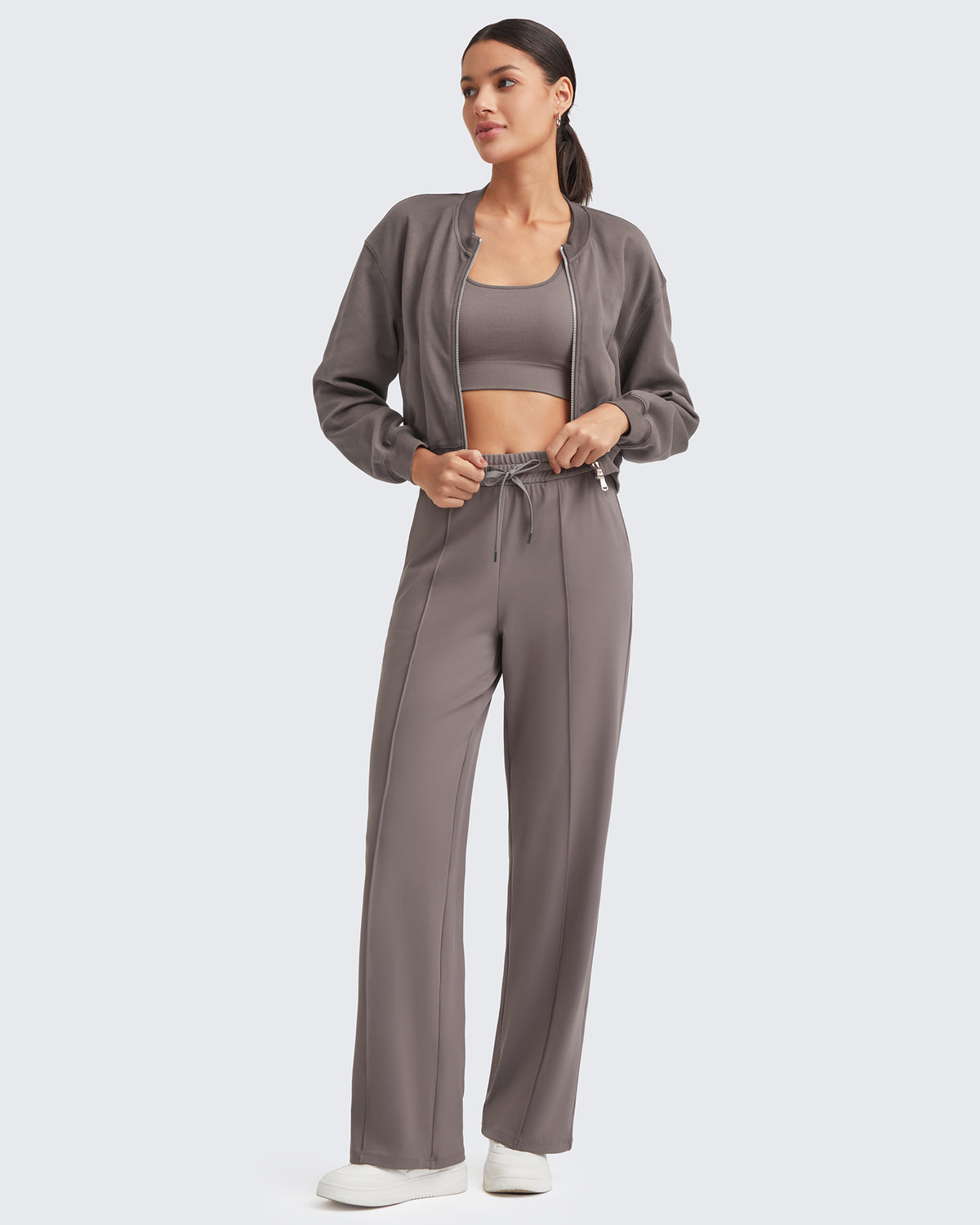 G4Free Activewear - Loose Front Pleats Drawstring Casual Pants -GF24J310AA-S-GF24J311AA-S-GF24J312AA-S-GF24J310AB-M-GF24J311AB-M