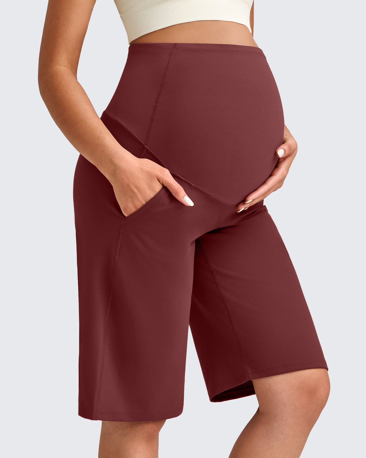G4Free Activewear - Maternity Athletic Bermuda Shorts 12'' -GF25EY508AA-S-GF25EY508AB-M-GF25EY508AC-L-GF25EY508AD-XL-GF25EY508AE-XXL