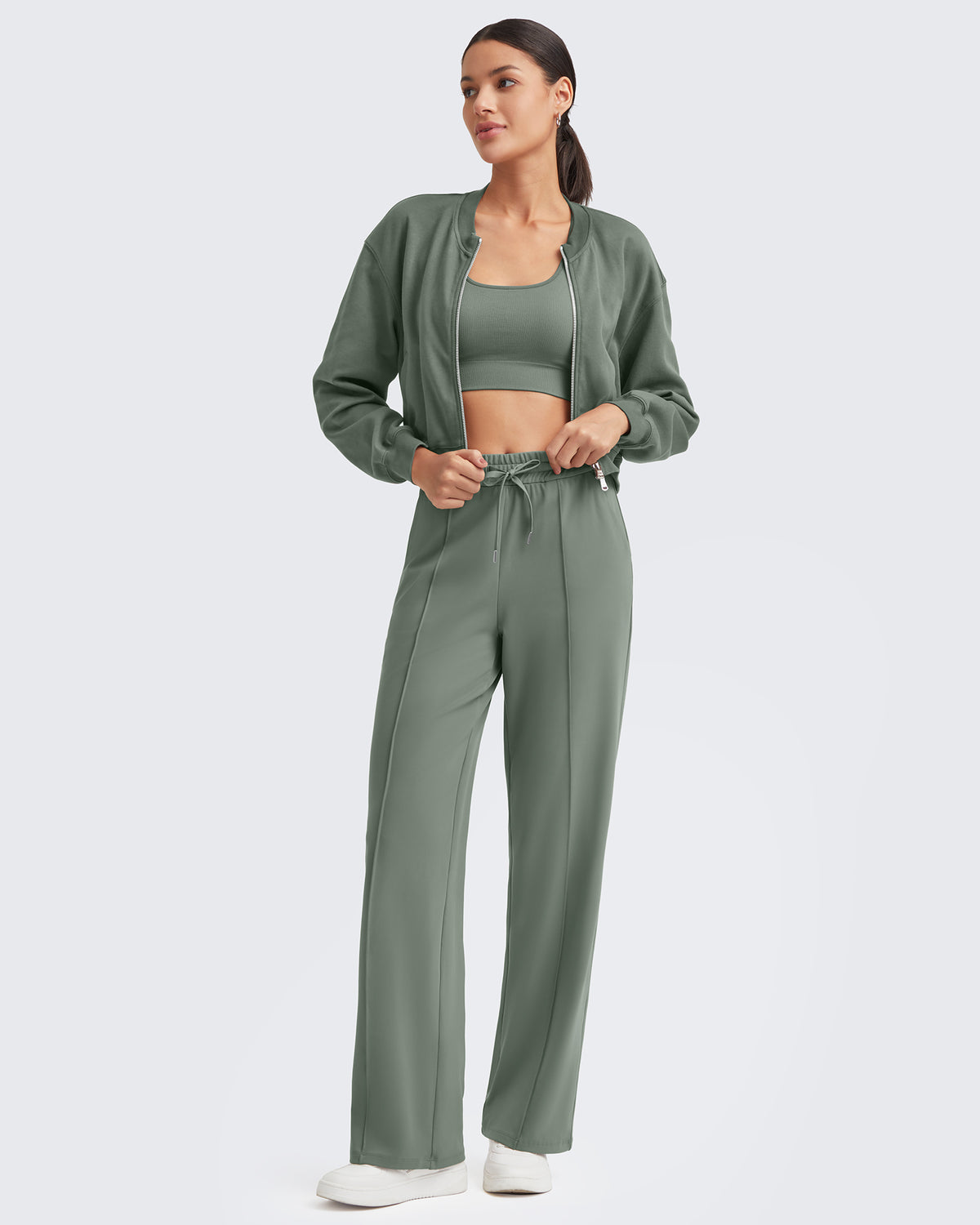 G4Free Activewear - Loose Front Pleats Drawstring Casual Pants -GF24J310AA-S-GF24J311AA-S-GF24J312AA-S-GF24J310AB-M-GF24J311AB-M