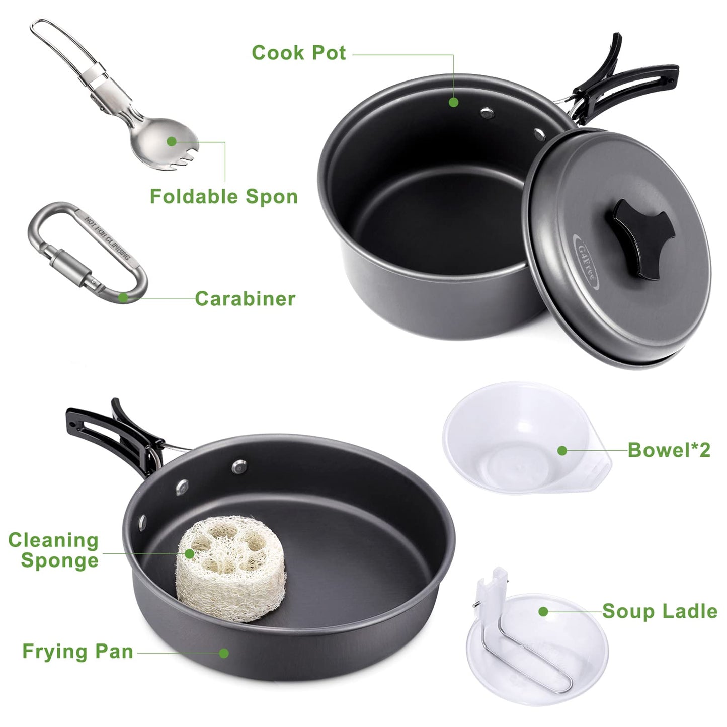 G4Free 11PCS Camping Cookware Mess Kit