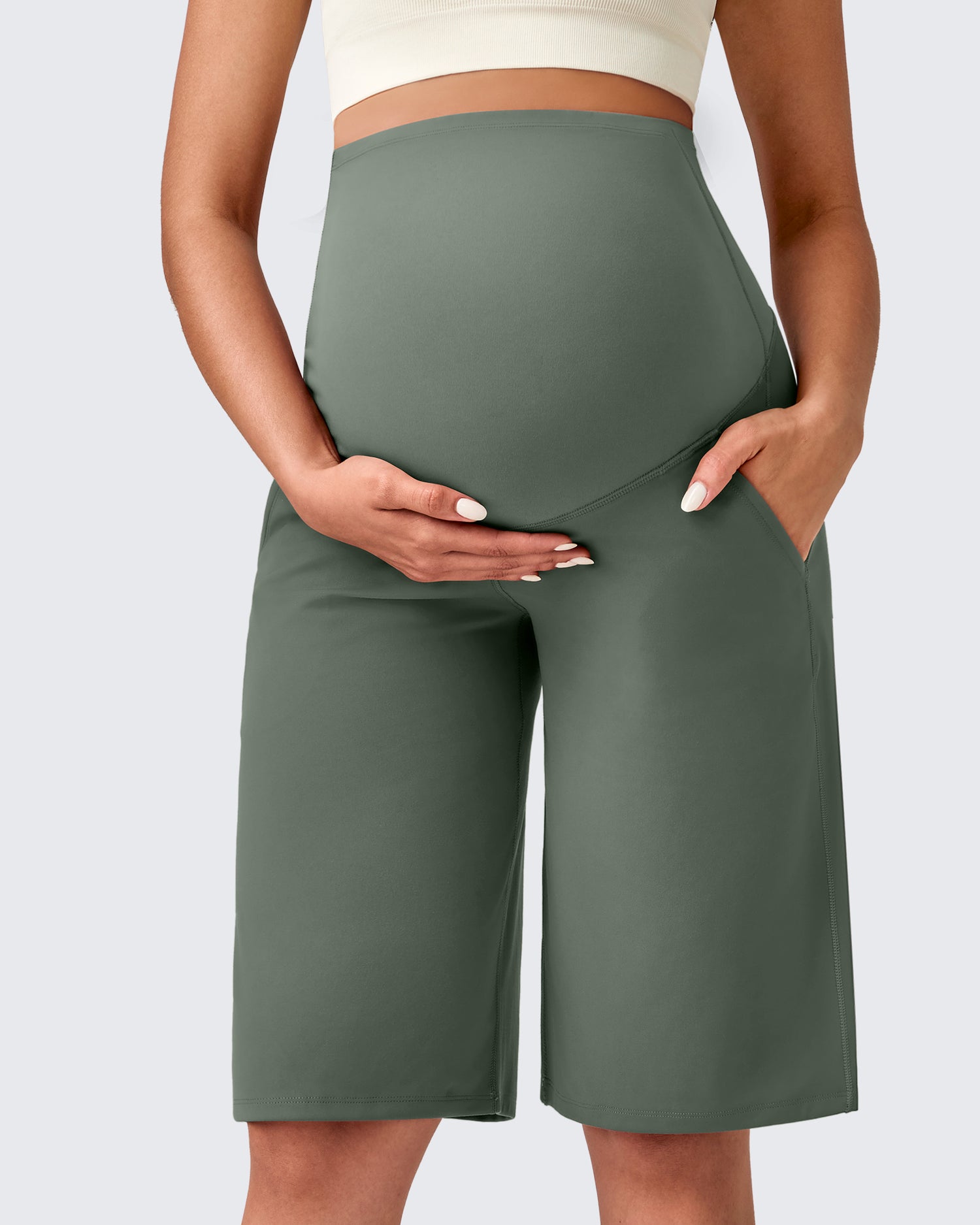 G4Free Activewear - Maternity Athletic Bermuda Shorts 12'' -GF25EY508AA-S-GF25EY508AB-M-GF25EY508AC-L-GF25EY508AD-XL-GF25EY508AE-XXL