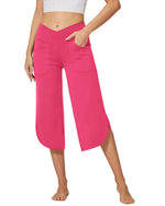 G4Free Activewear - Wide Leg High-Waisted Crossover Capri Work Pants 21 -GF22J111AF-XS-GF22J111AA-S-GF22J111AB-M-GF22J111AC-L-GF22J111AD-XL