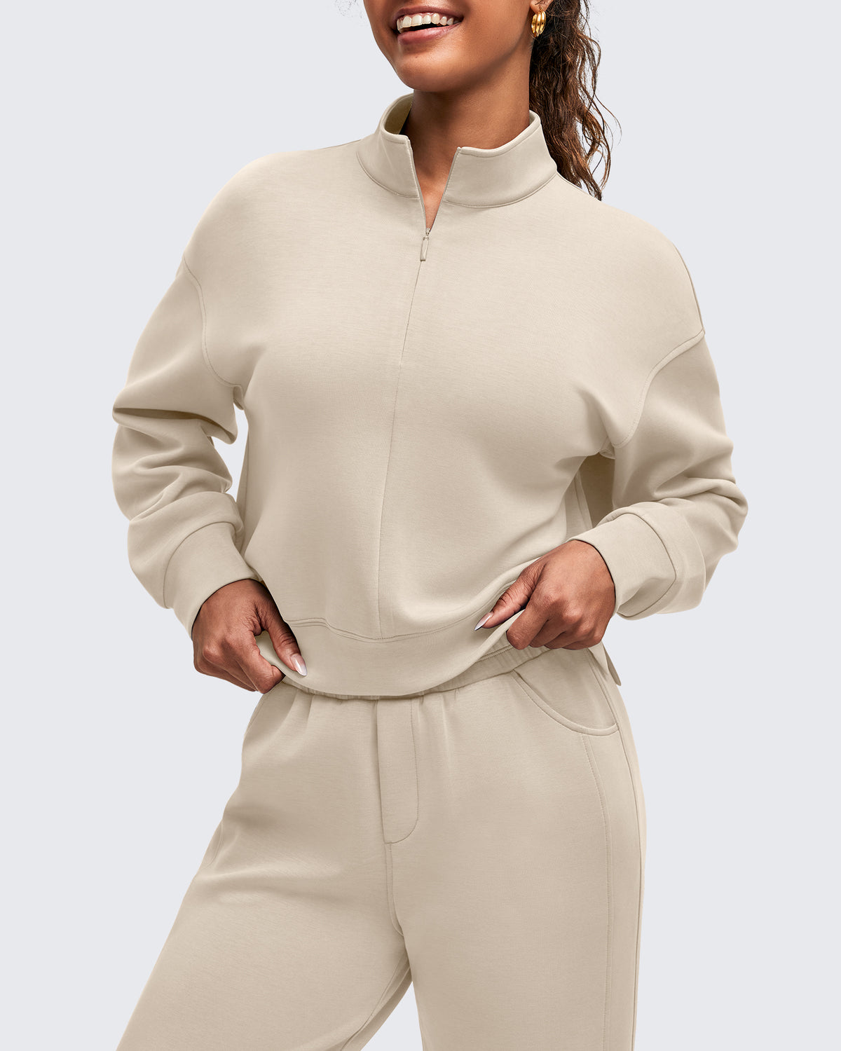 G4Free Activewear - Smoofit Half-Zip Mock Neck Long Sleeve Sweatshirts -GF25F519AF-XS-GF25F519AA-S-GF25F519AB-M-GF25F519AC-L-GF25F519AD-XL