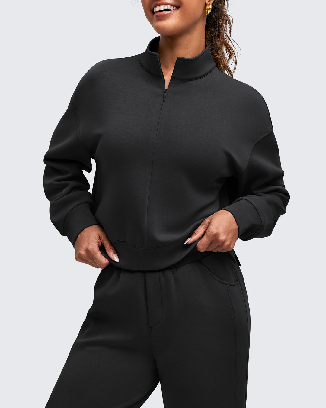 G4Free Activewear - Smoofit Half-Zip Mock Neck Long Sleeve Sweatshirts -GF25F519AF-XS-GF25F519AA-S-GF25F519AB-M-GF25F519AC-L-GF25F519AD-XL