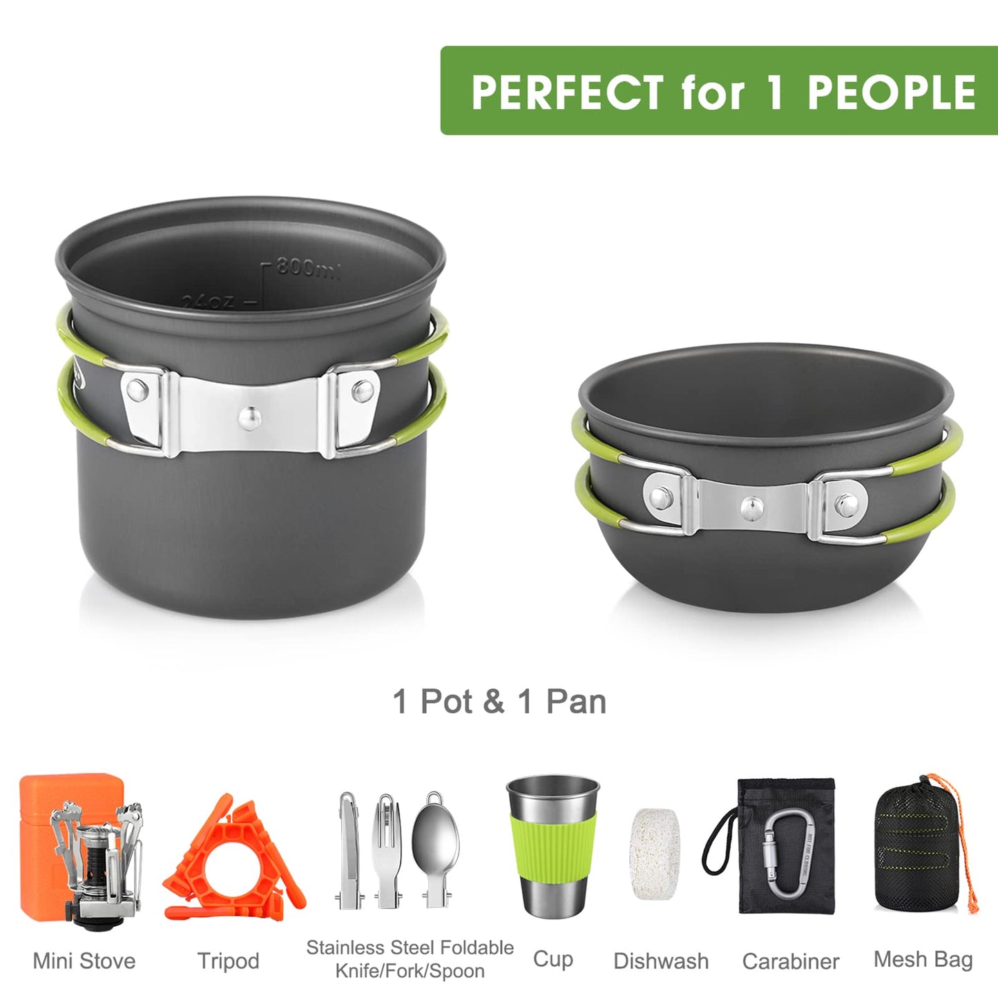 G4Free 13 Pcs Camping Cookware Mess Kit