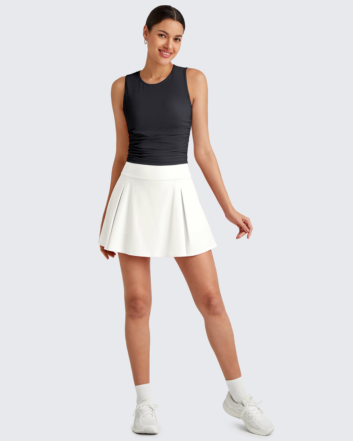 G4Free Activewear - Lightbreeze Side Ruched Sleeveless Workout Tops -GF25L322AF-XS-GF25L322AA-S-GF25L322AB-M-GF25L322AC-L-GF25L322AD-XL