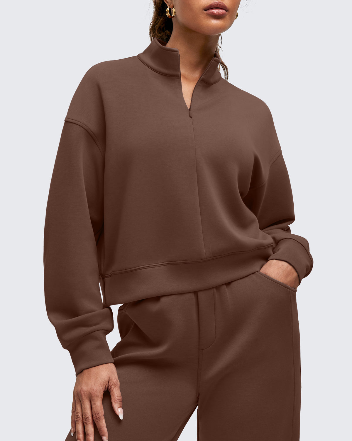 G4Free Activewear - Smoofit Half-Zip Mock Neck Long Sleeve Sweatshirts -GF25F519AF-XS-GF25F519AA-S-GF25F519AB-M-GF25F519AC-L-GF25F519AD-XL