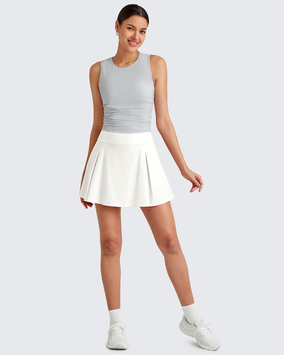 G4Free Activewear - Lightbreeze Side Ruched Sleeveless Workout Tops -GF25L322AF-XS-GF25L322AA-S-GF25L322AB-M-GF25L322AC-L-GF25L322AD-XL