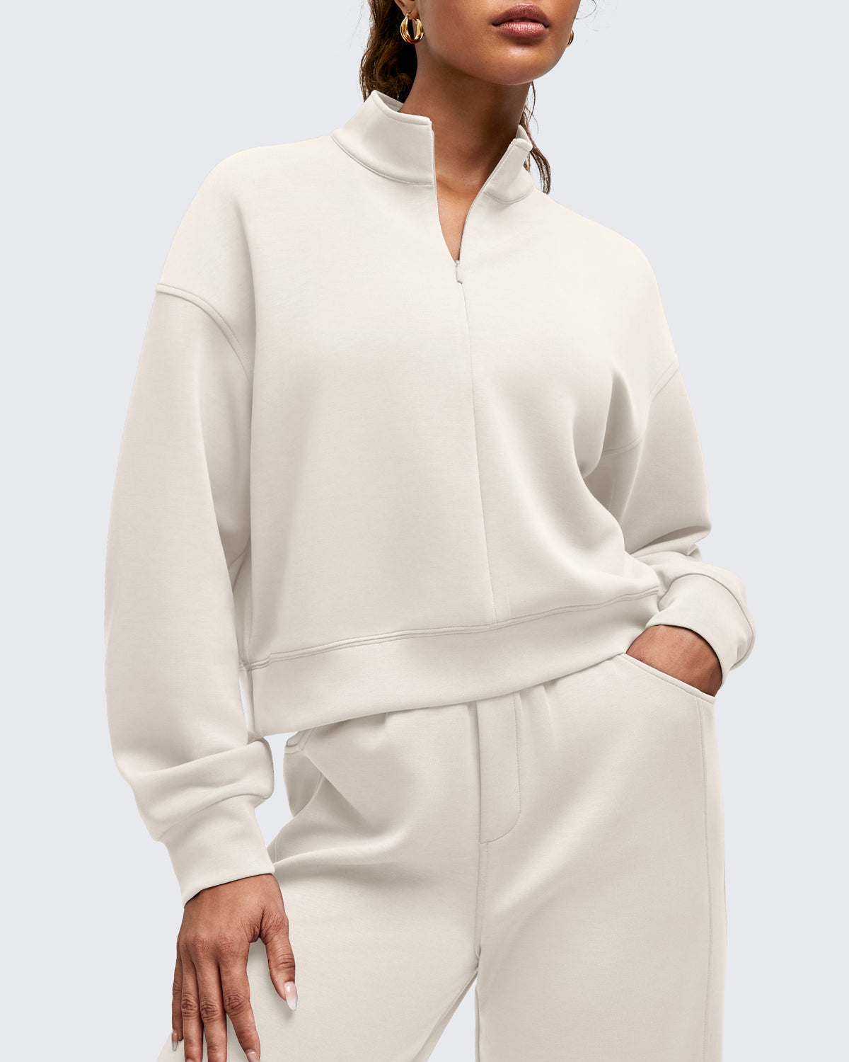 G4Free Activewear - Smoofit Half-Zip Mock Neck Long Sleeve Sweatshirts -GF25F519AF-XS-GF25F519AA-S-GF25F519AB-M-GF25F519AC-L-GF25F519AD-XL