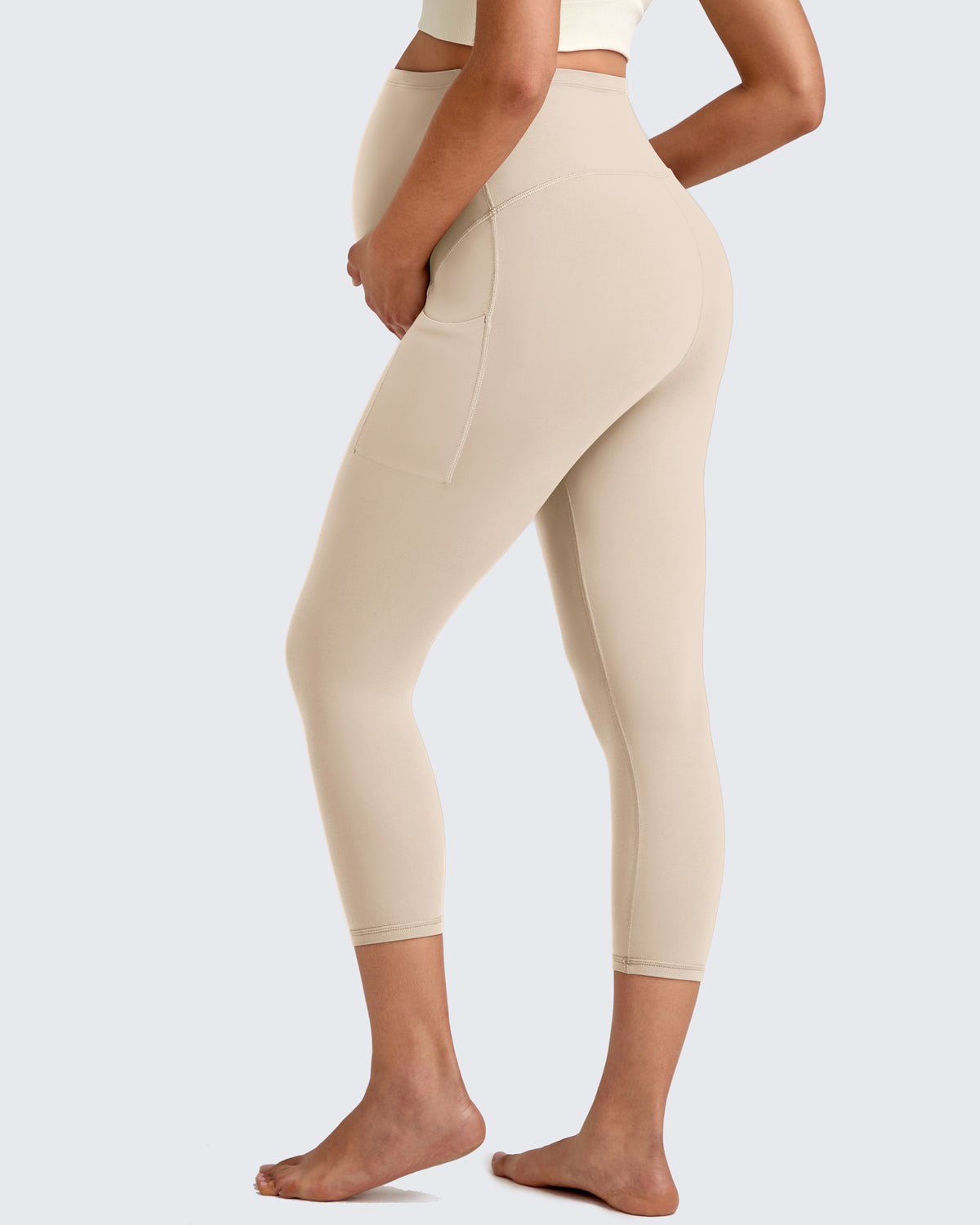 G4Free Activewear - BareFeel Pregnancy Capri Leggings 21'' -GF25AY500AA-S-GF25AY500AB-M-GF25AY500AC-L-GF25AY500AD-XL-GF25AY500AE-XXL