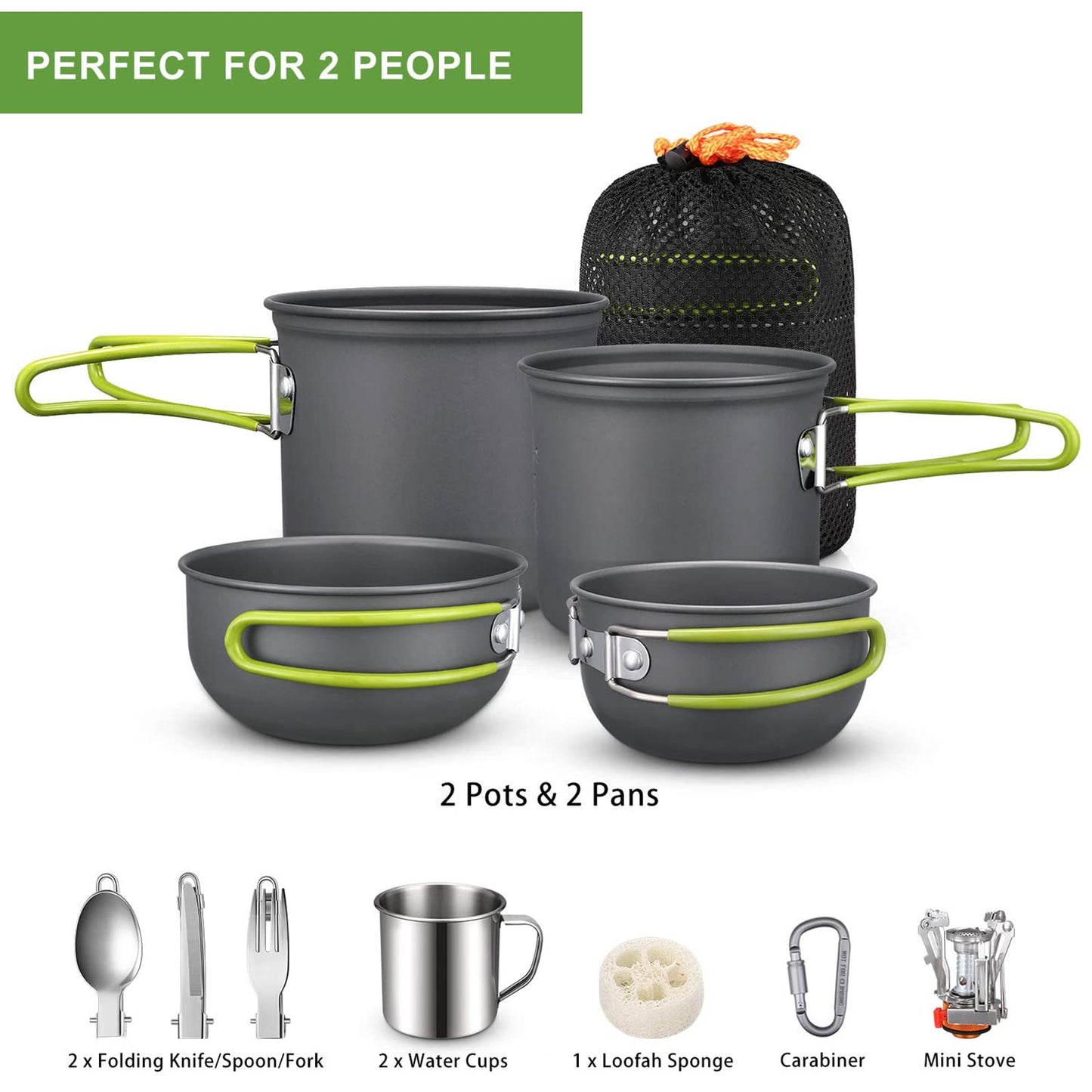 G4Free 19PCS Camping Cookware Mess Kit