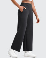 Smoofit Elastic Waist Wide Leg Ankle Sweatpants