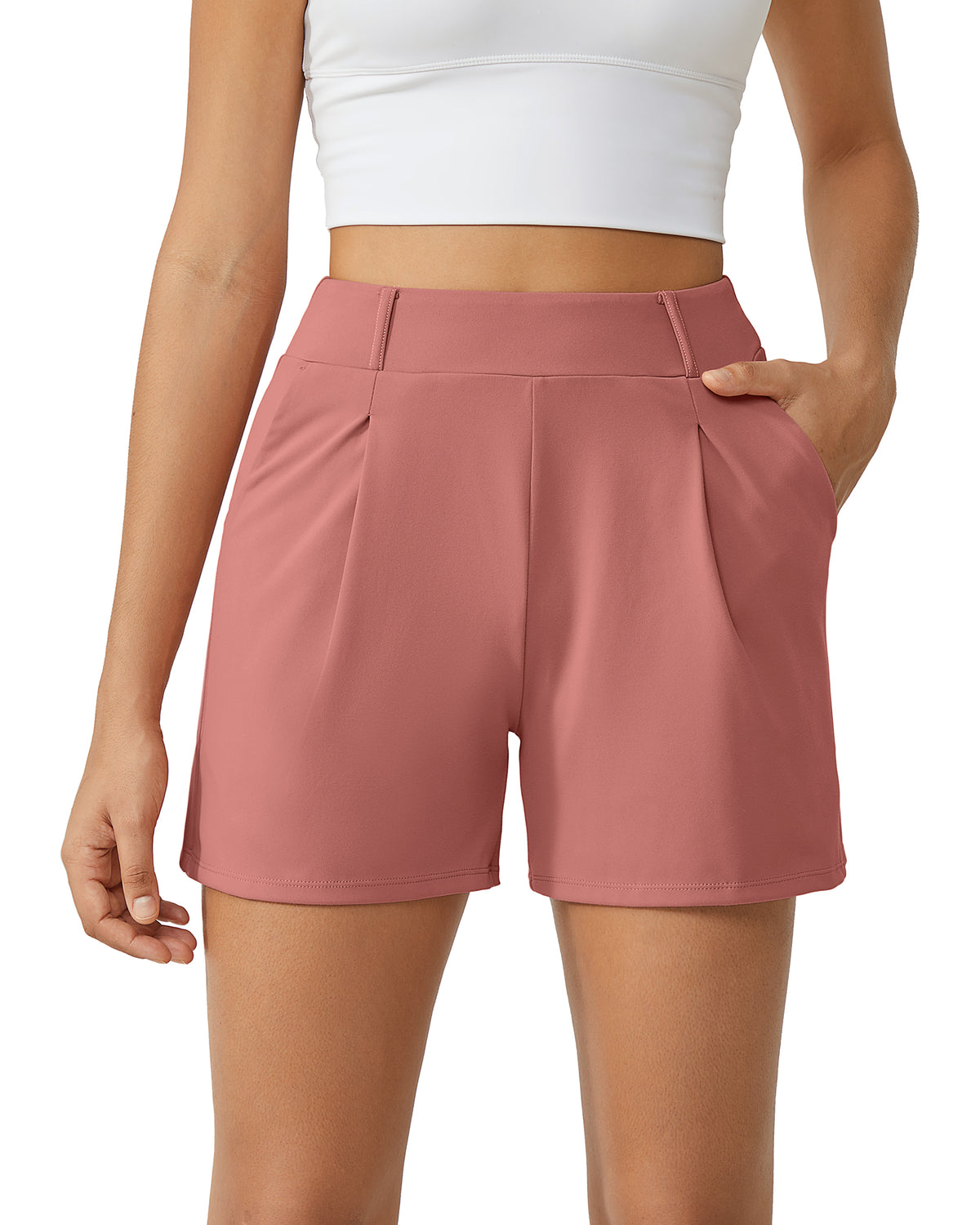 G4Free Activewear - High-Waisted Casual Suit Shorts -GF24E200AF-XS-GF24E200AA-S-GF24E200AB-M-GF24E200AC-L-GF24E200AD-XL