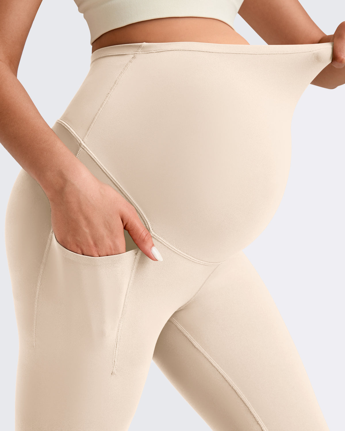 G4Free Activewear - BareFeel Pregnancy Capri Leggings 21'' -GF25AY500AA-S-GF25AY500AB-M-GF25AY500AC-L-GF25AY500AD-XL-GF25AY500AE-XXL