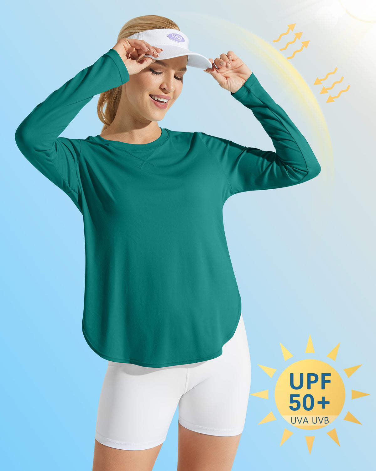 G4Free Activewear - Scoop Neck UV Sun Workout Long Sleeve Tops -GF21B003UA-S-GF21B003UB-M-GF21B003UC-L-GF21B003UD-XL-GF21B003UE-XXL
