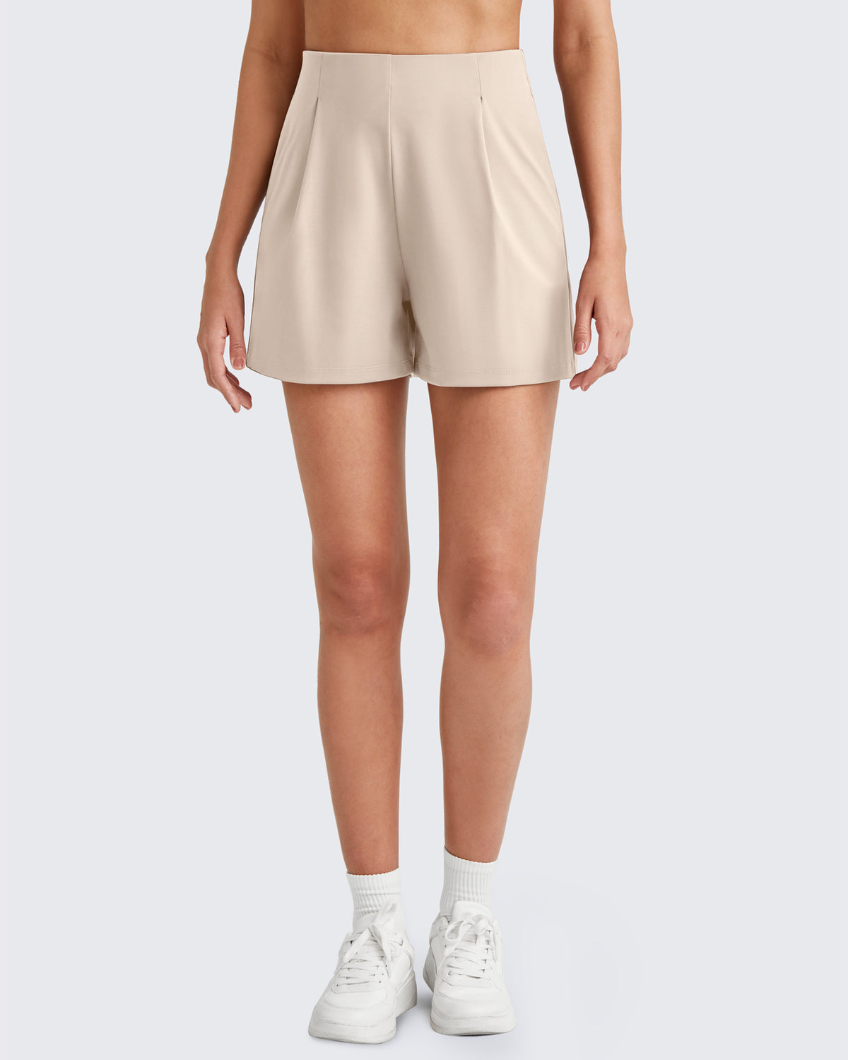 G4Free Activewear - Bizcasual High-Rise Pleated Work Shorts 5'' -GF25E395FA-S-GF25E395FB-M-GF25E395FC-L-GF25E395FD-XL-GF25E395FE-XXL