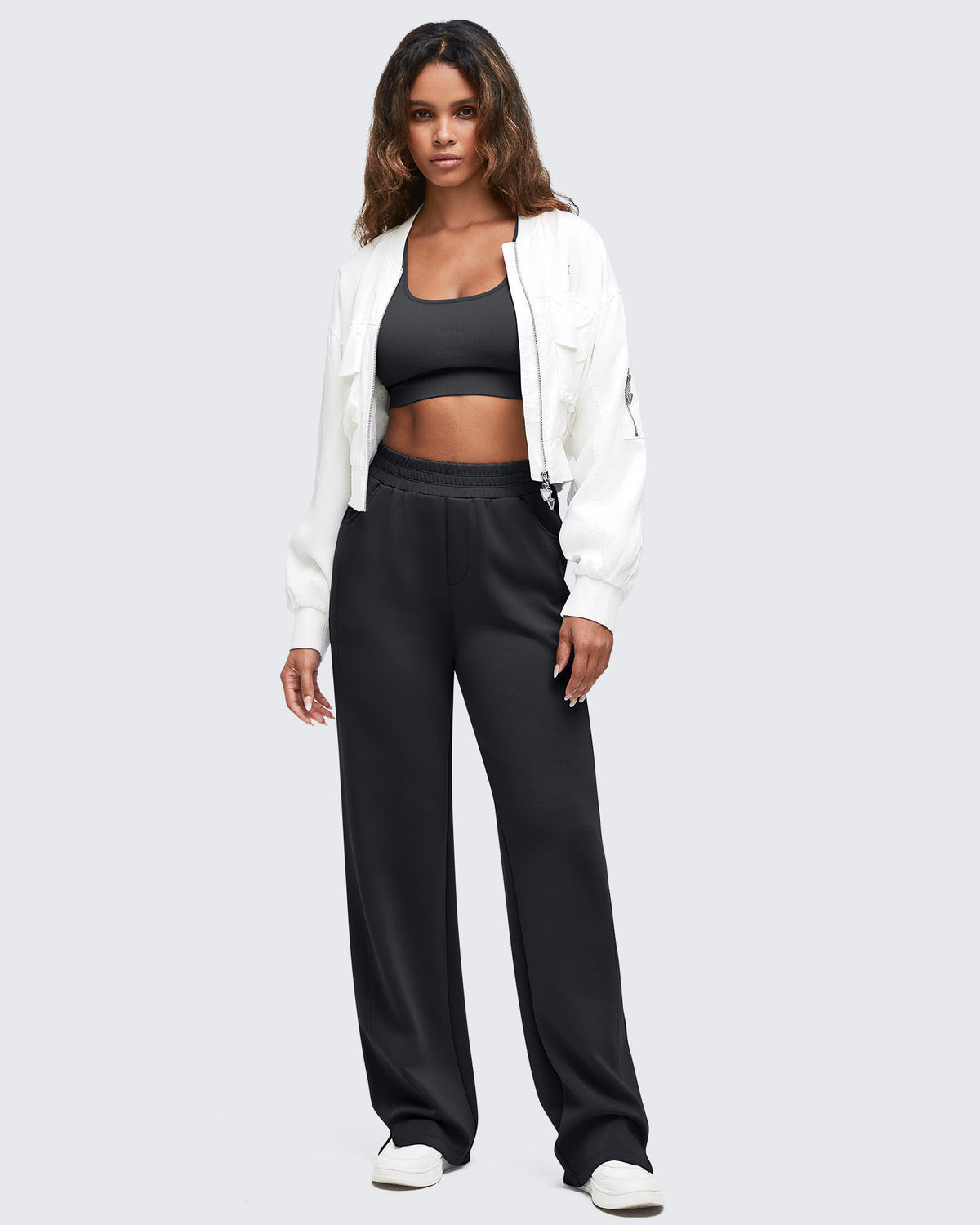 G4Free Activewear - Smoofit High-Waist Side Slit Wide Leg Sweatpants -GF25J544AF-XS-GF25J545AF-XS-GF25J546AF-XS-GF25J544AA-S-GF25J545AA-S