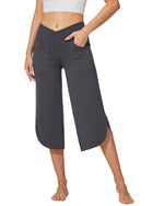 G4Free Activewear - Wide Leg High-Waisted Crossover Capri Work Pants 21 -GF22J111AF-XS-GF22J111AA-S-GF22J111AB-M-GF22J111AC-L-GF22J111AD-XL