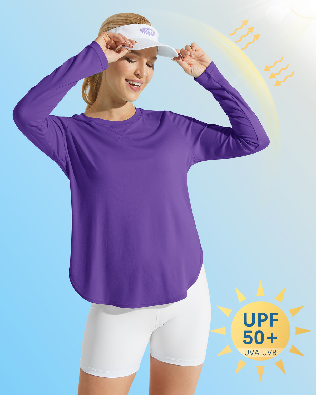 G4Free Activewear Scoop Neck UV Sun Workout Long Sleeve