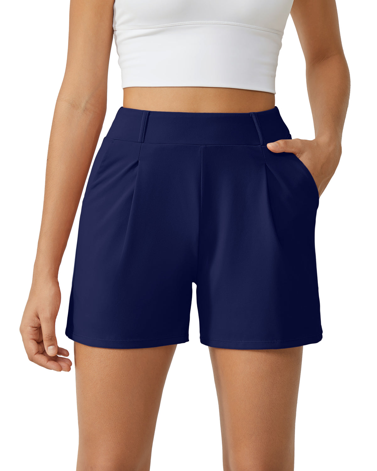G4Free Activewear - High-Waisted Casual Suit Shorts -GF24E200AF-XS-GF24E200AA-S-GF24E200AB-M-GF24E200AC-L-GF24E200AD-XL