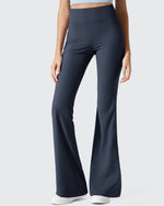 Ribbed High Waisted Pockets Bootcut Leggings