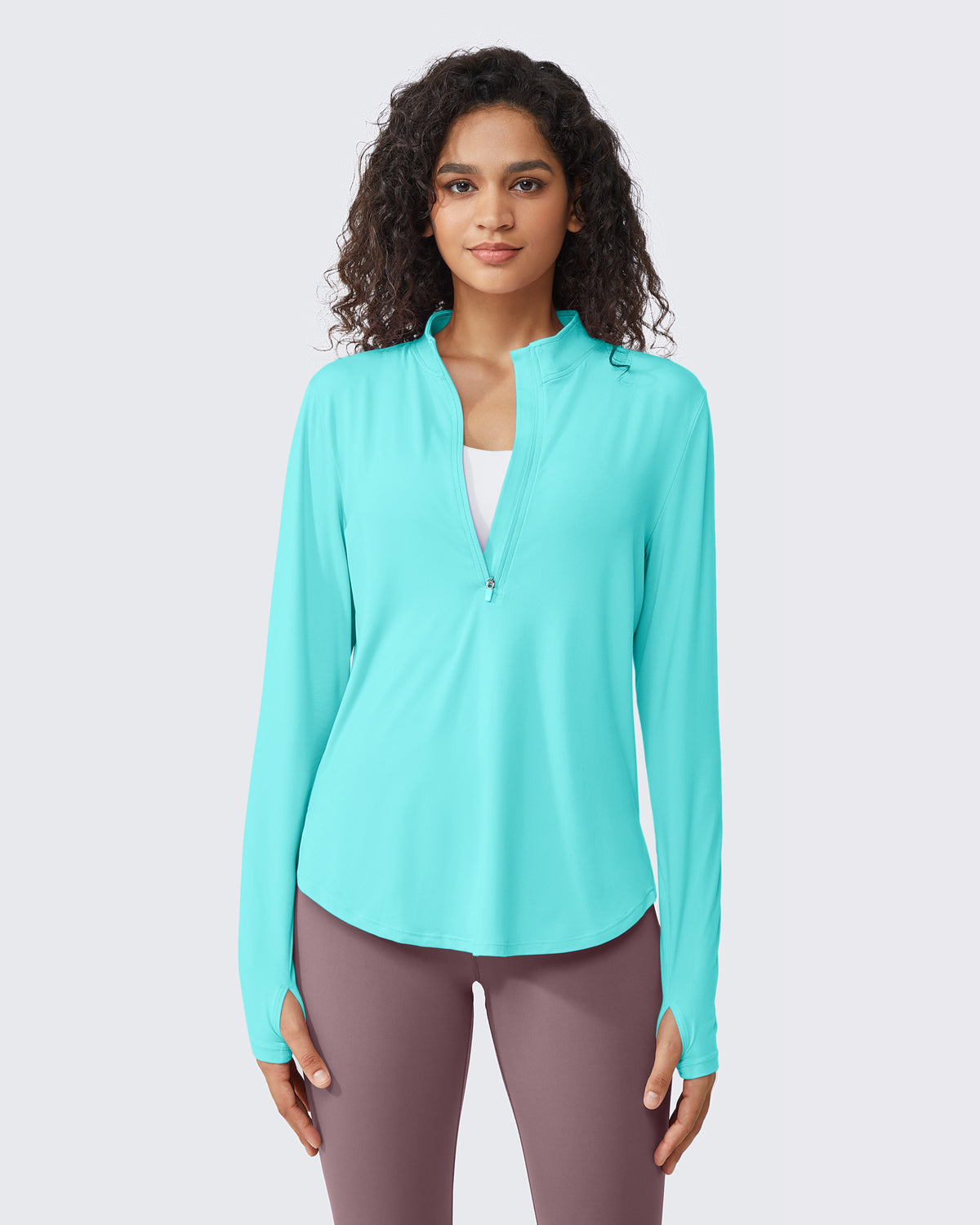 G4Free Activewear Quick Dry High Neck Sun Half Zip Tops