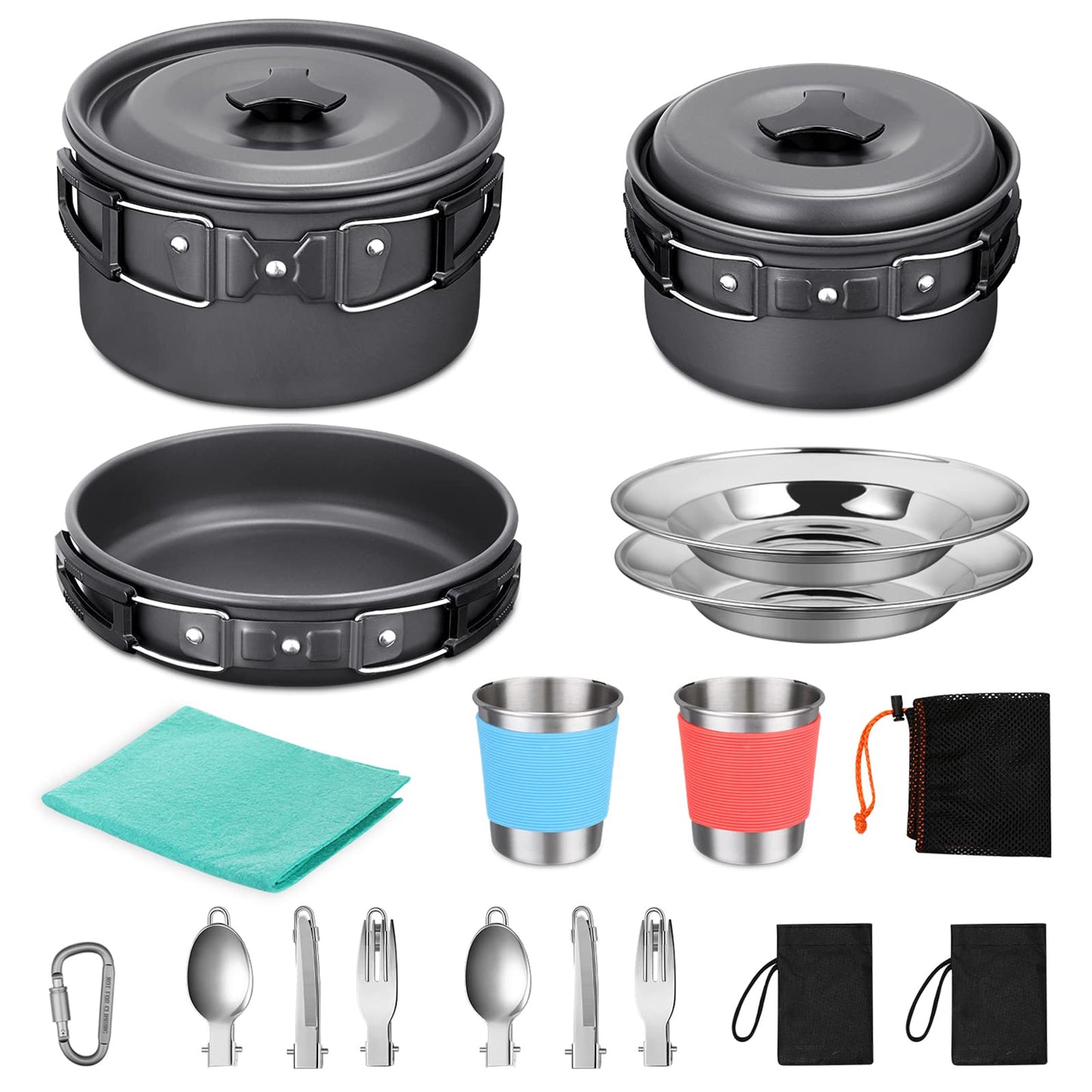 G4Free 21pcs Camping Cookware Mess Kit