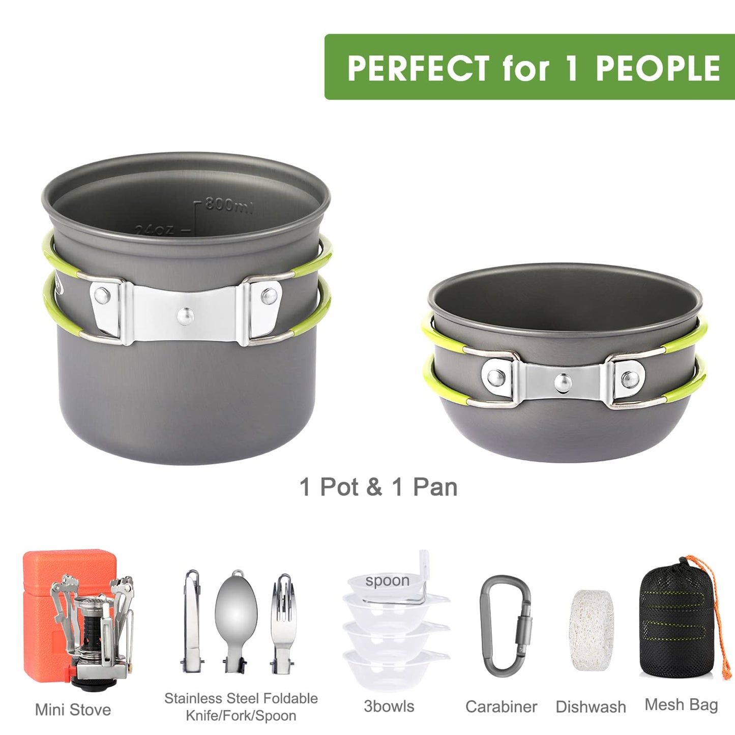 G4Free 2/4/13 PCS Camping Cookware Mess Kit