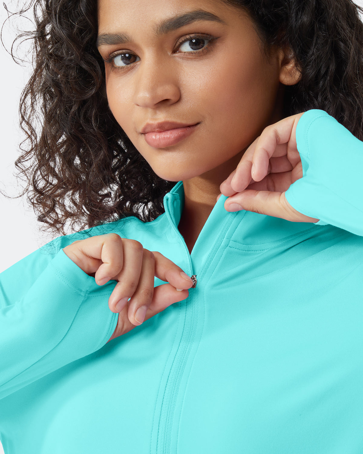 G4Free Activewear Quick Dry High Neck Sun Half Zip Tops