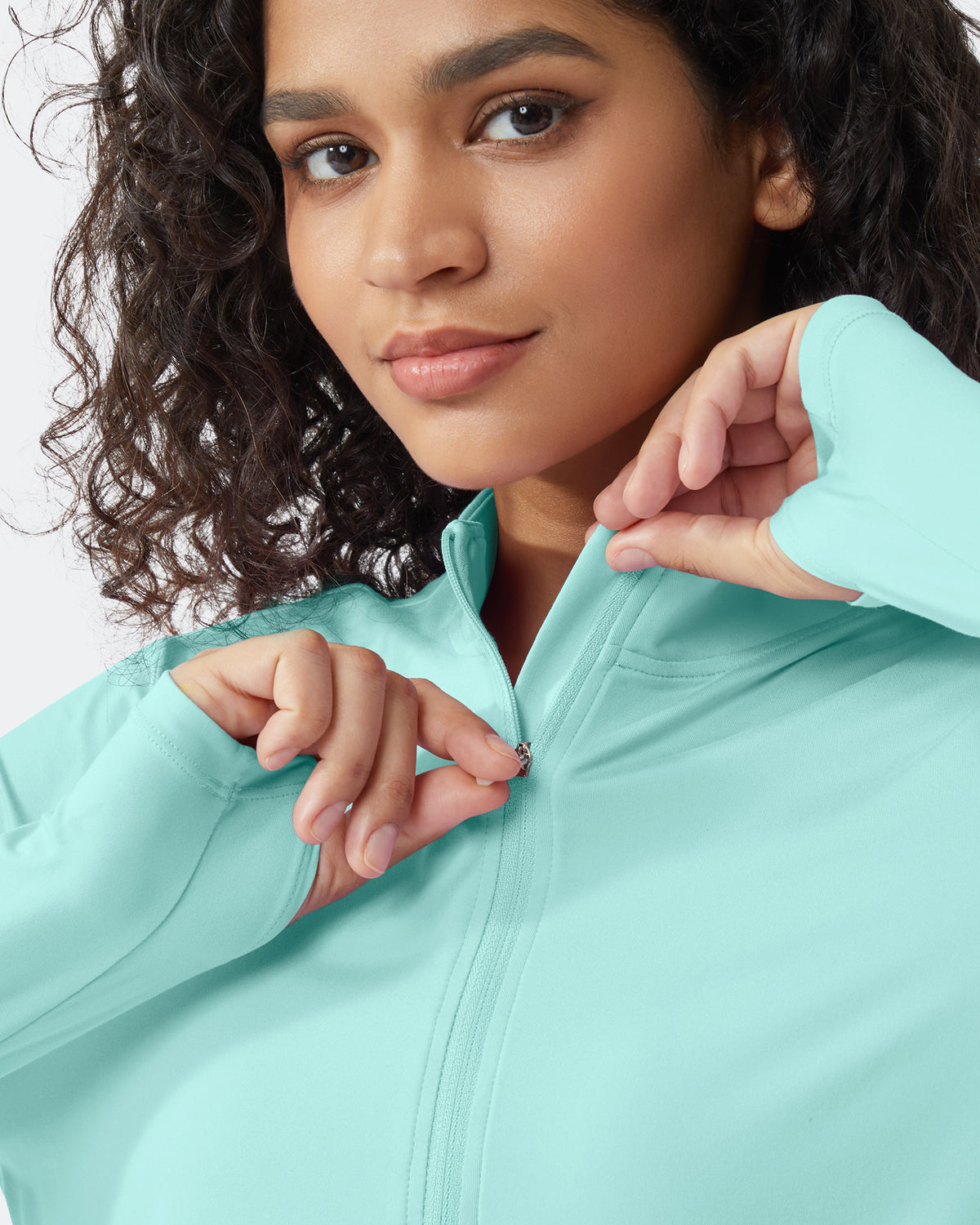 G4Free Activewear Quick Dry High Neck Sun Half Zip Tops