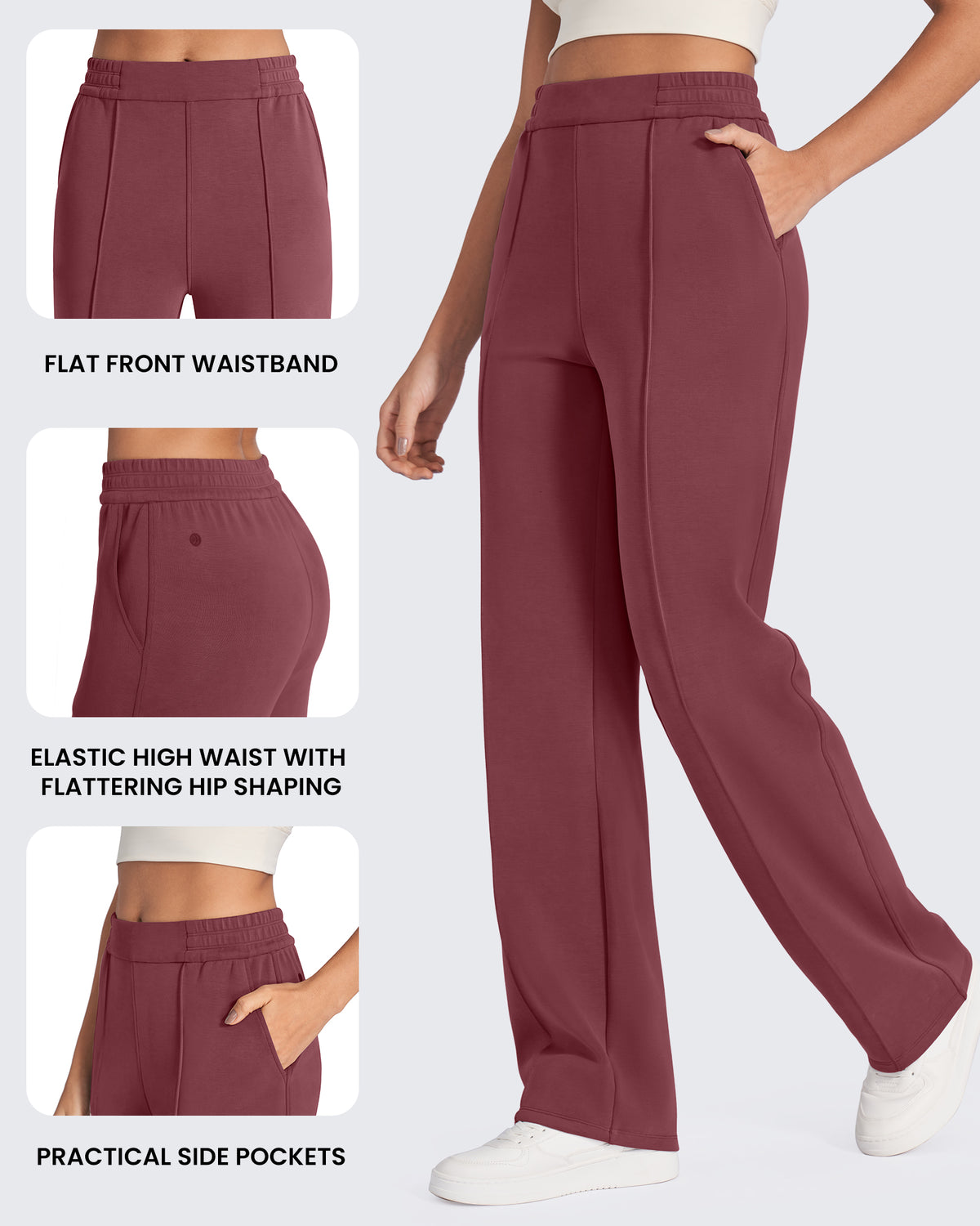 G4Free Activewear - Smoofit Loose High-Rise Elastic Dressy Pants 27 -GF24J286AF-XS-GF24J286AA-S-GF24J286AB-M-GF24J286AC-L-GF24J286AD-XL
