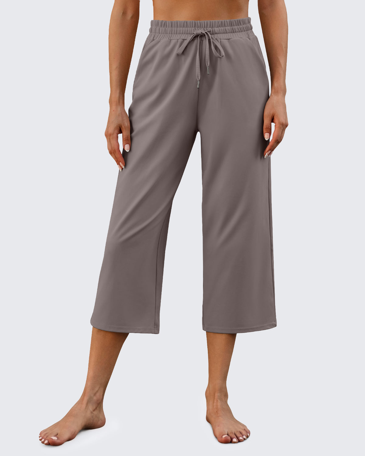 G4Free Activewear - Wide Leg Mid-Waist Drawstring Capris Pants -GF24J221AA-S-GF24J221AB-M-GF24J221AC-L-GF24J221AD-XL-GF24J221AE-XXL