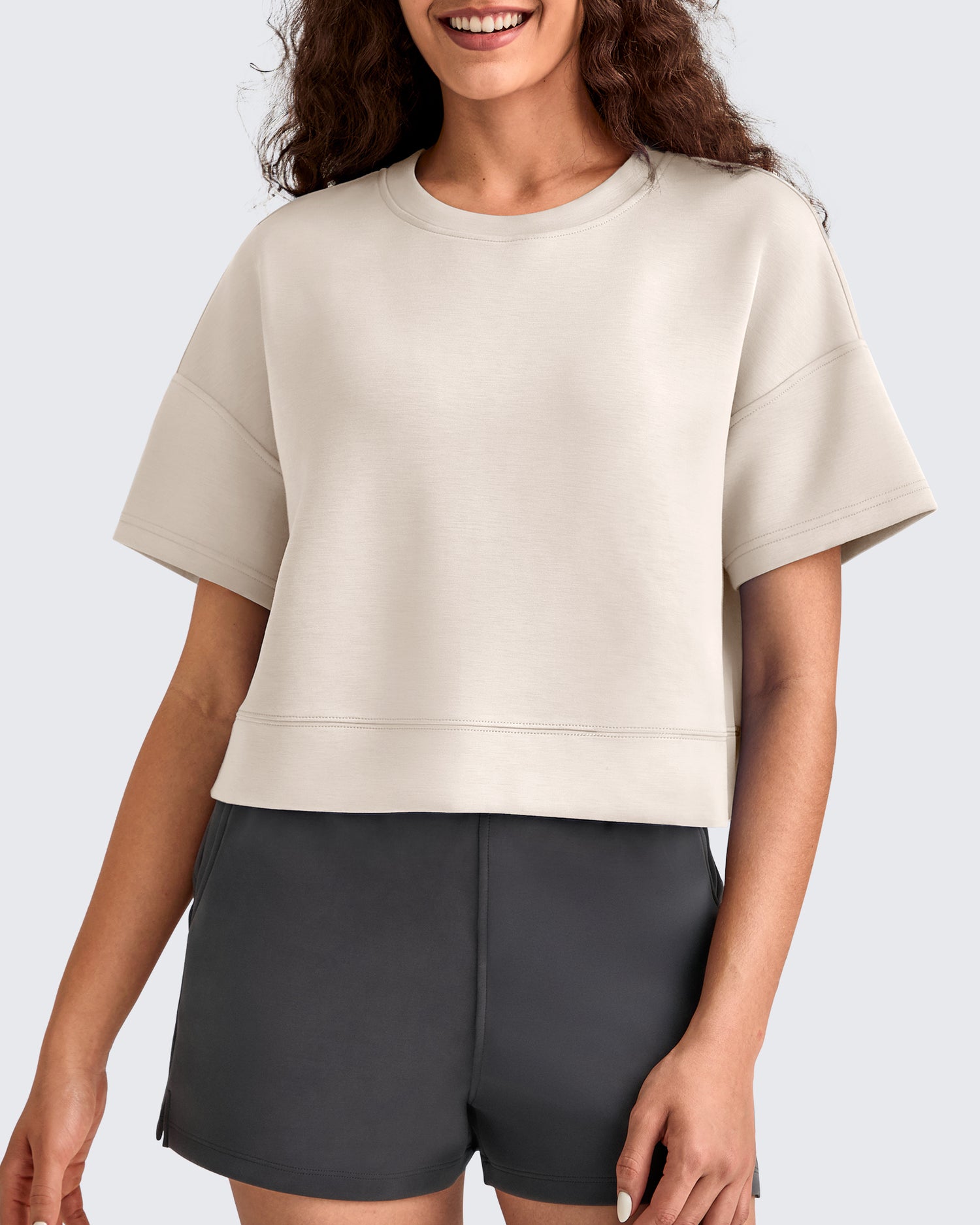 G4Free Activewear - Smoofit Crew Neck Boxy Drop Shoulder Short Sleeve -GF25K490AA-S-GF25K490AB-M-GF25K490AC-L-GF25K490AD-XL-GF25K490AE-XXL