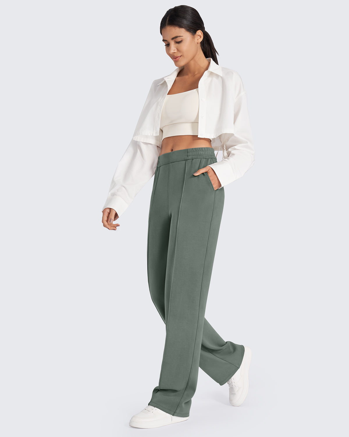 G4Free Activewear - Smoofit Loose High-Rise Elastic Dressy Pants 27 -GF24J286AF-XS-GF24J286AA-S-GF24J286AB-M-GF24J286AC-L-GF24J286AD-XL
