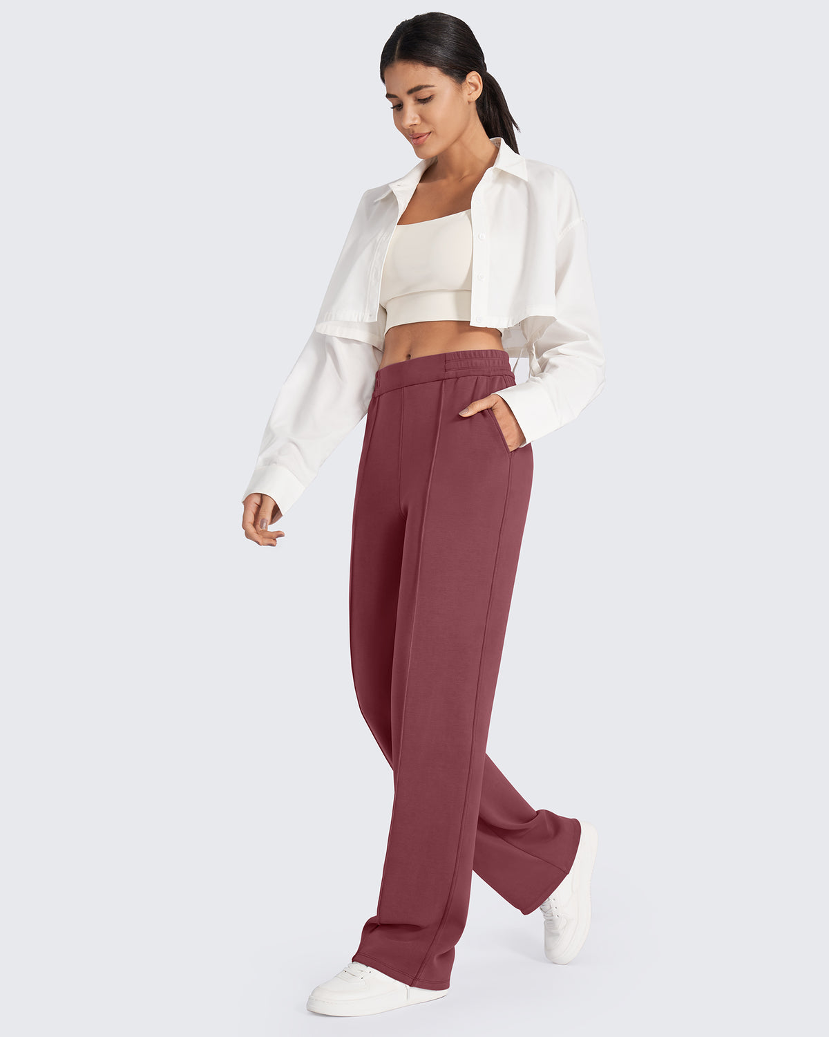 G4Free Activewear - Smoofit Loose High-Rise Elastic Dressy Pants 27 -GF24J286AF-XS-GF24J286AA-S-GF24J286AB-M-GF24J286AC-L-GF24J286AD-XL