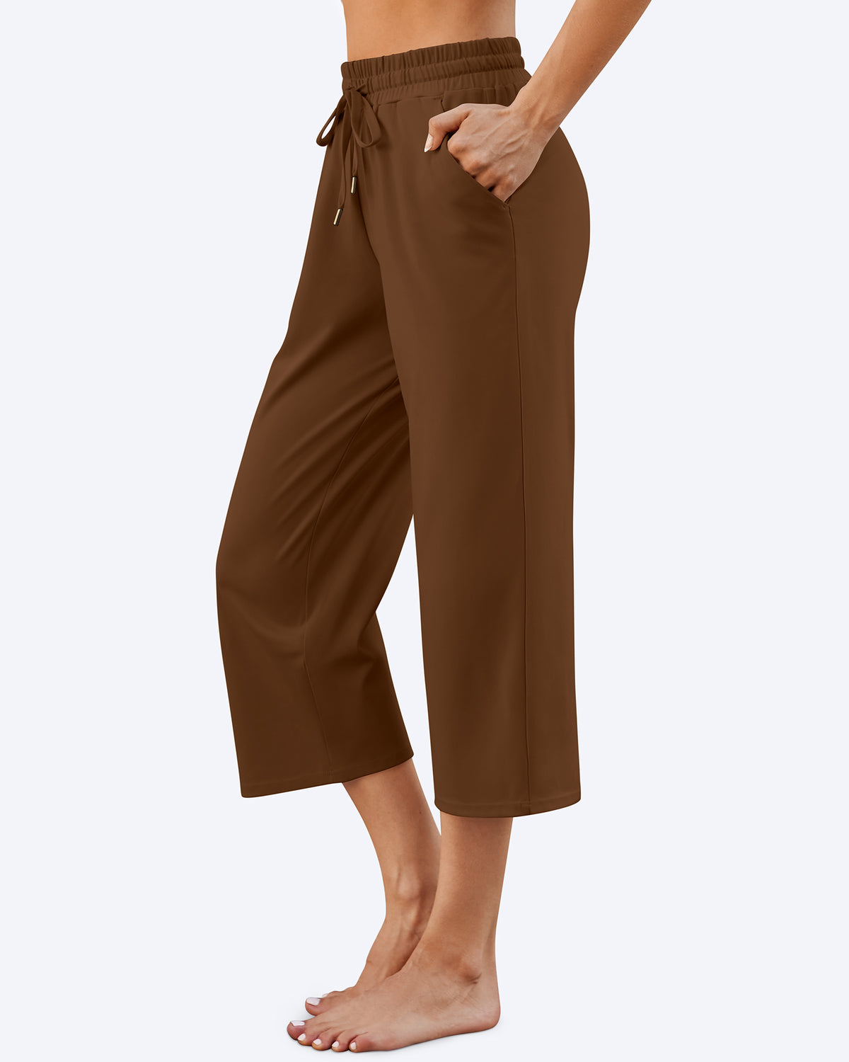 G4Free Activewear - Wide Leg Mid-Waist Drawstring Capris Pants -GF24J221AA-S-GF24J221AB-M-GF24J221AC-L-GF24J221AD-XL-GF24J221AE-XXL