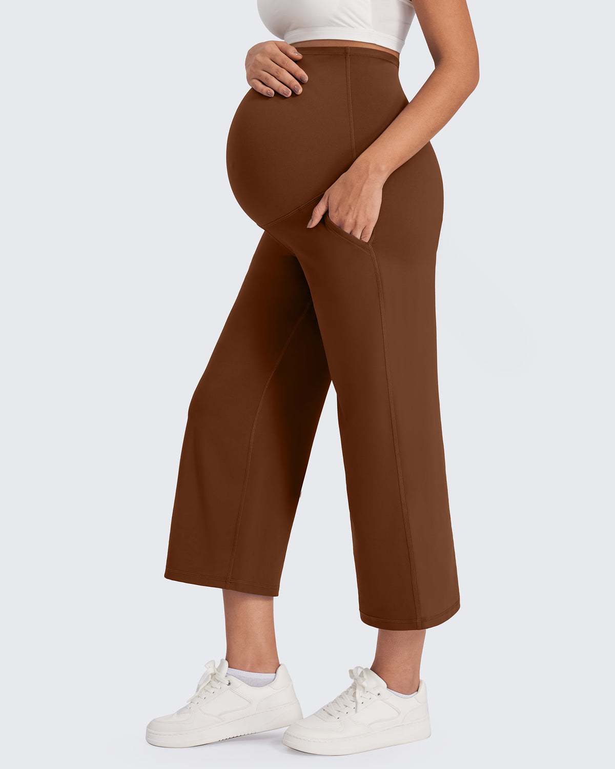 G4Free Activewear Maternity Capris Cropped Yoga Pants 21''