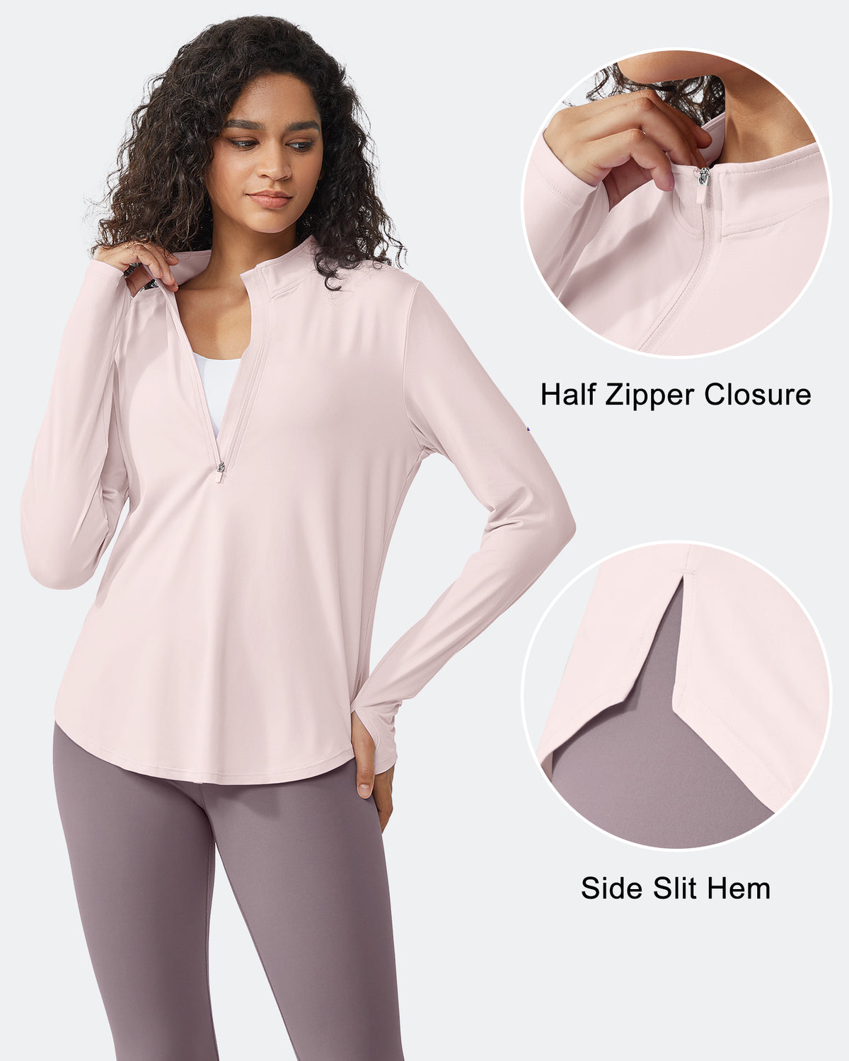 G4Free Activewear Quick Dry High Neck Sun Half Zip Tops