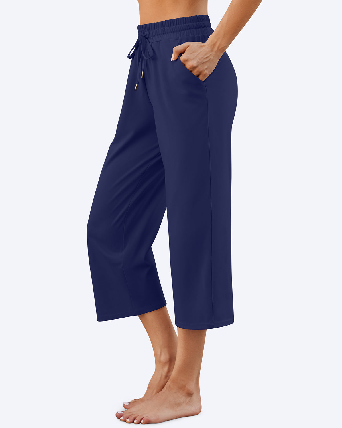 G4Free Activewear - Wide Leg Mid-Waist Drawstring Capris Pants -GF24J221AA-S-GF24J221AB-M-GF24J221AC-L-GF24J221AD-XL-GF24J221AE-XXL