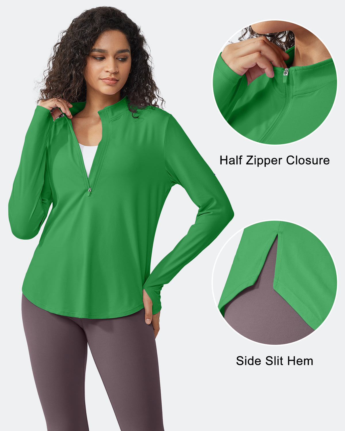 G4Free Activewear Quick Dry High Neck Sun Half Zip Tops