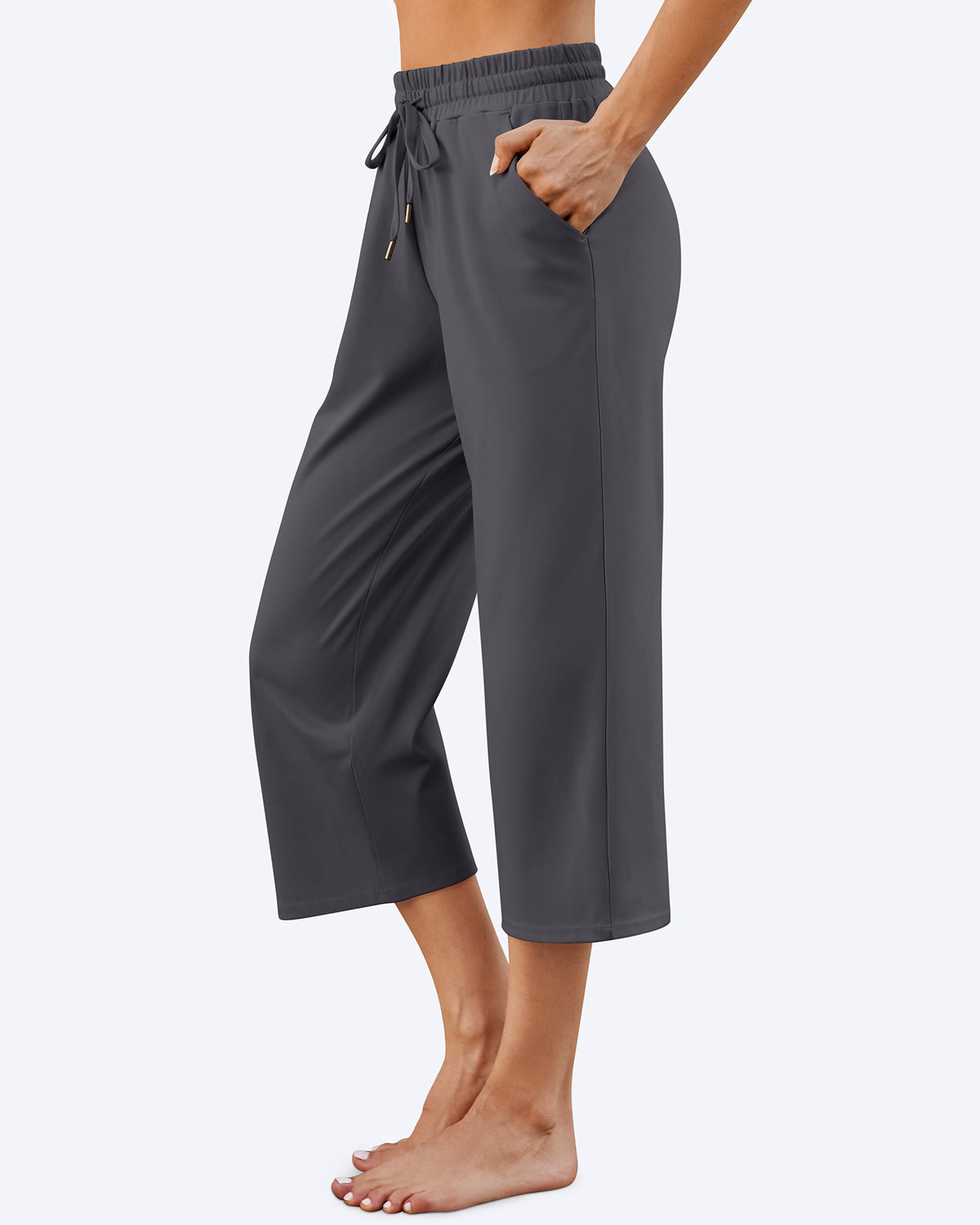 G4Free Activewear - Wide Leg Mid-Waist Drawstring Capris Pants -GF24J221AA-S-GF24J221AB-M-GF24J221AC-L-GF24J221AD-XL-GF24J221AE-XXL