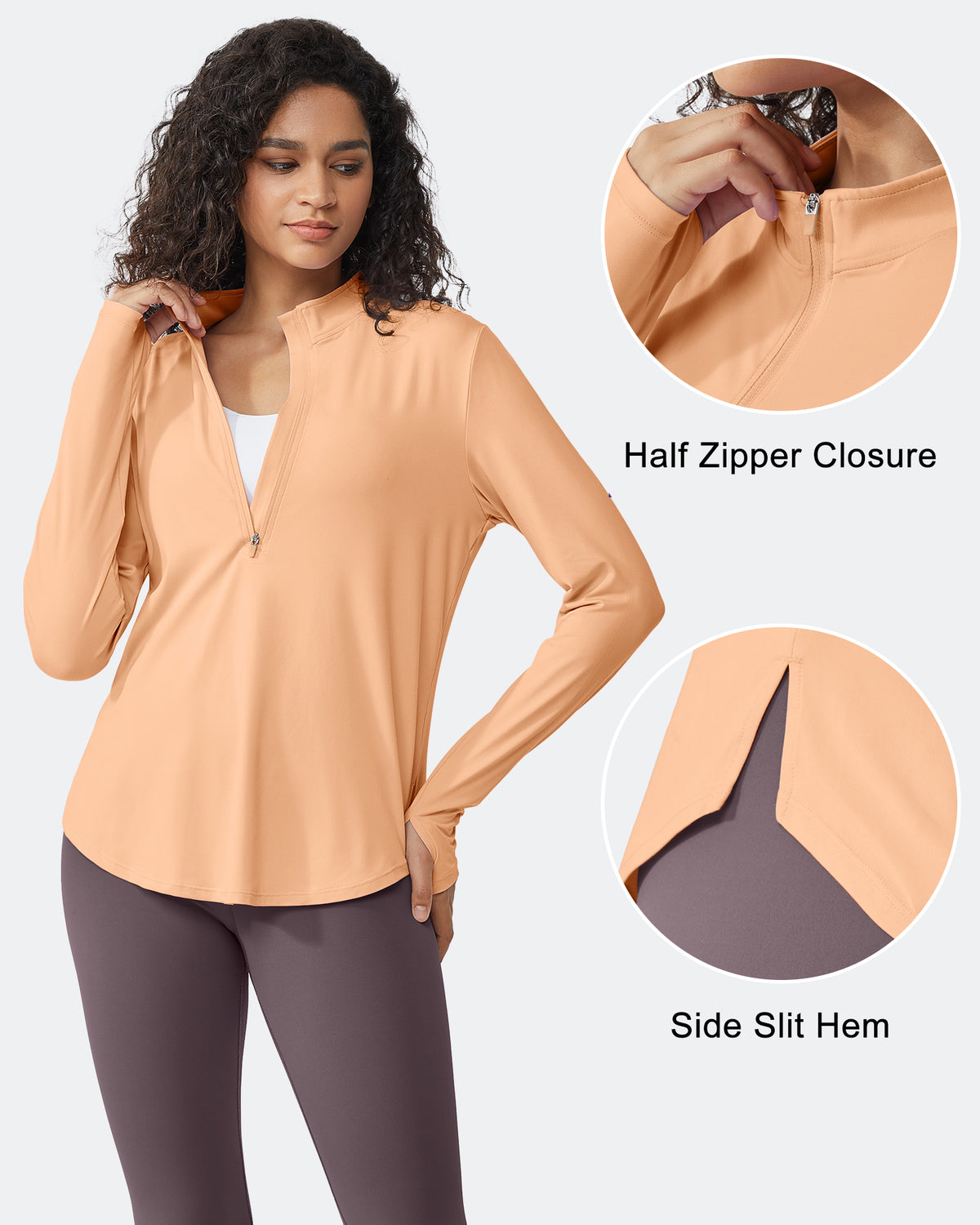 G4Free Activewear Quick Dry High Neck Sun Half Zip Tops