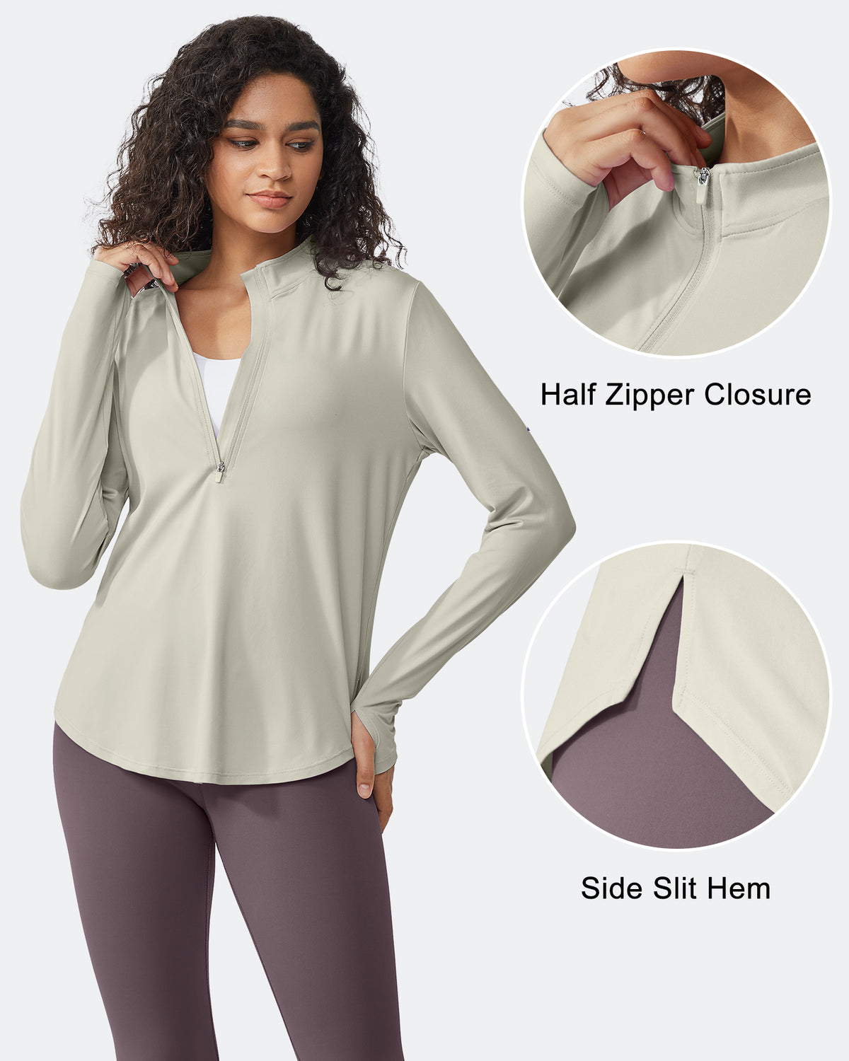 G4Free Activewear Quick Dry High Neck Sun Half Zip Tops