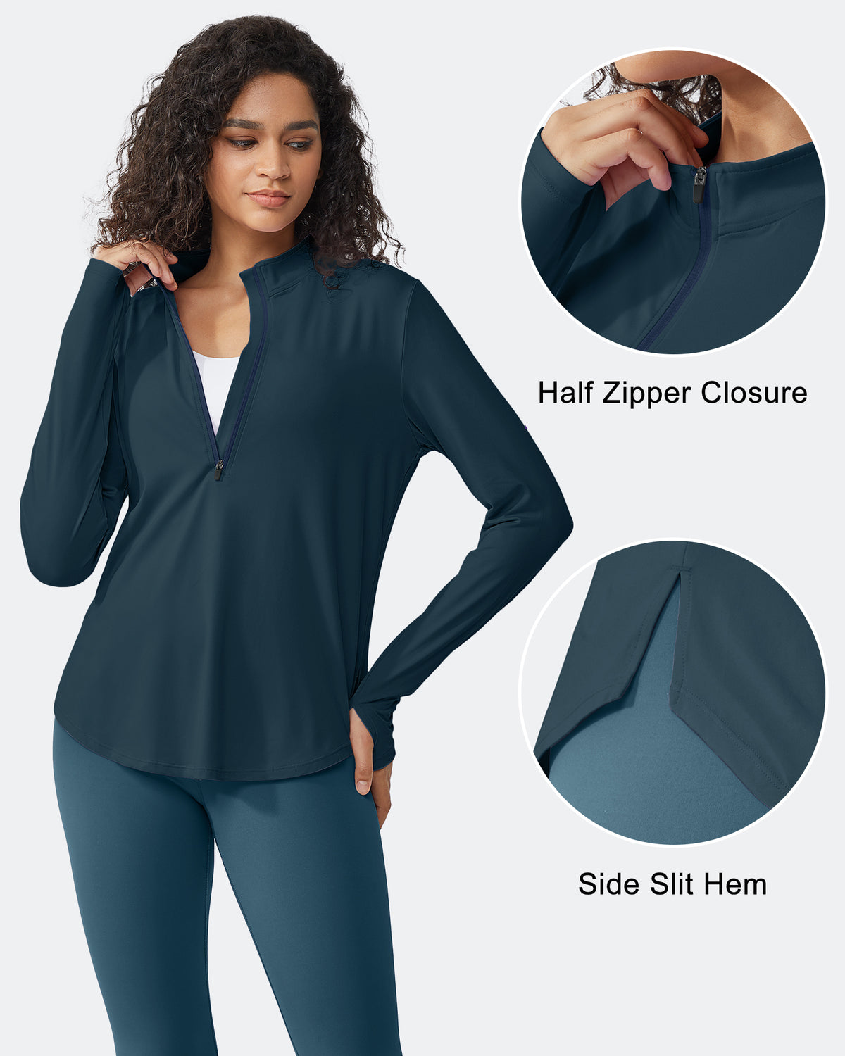G4Free Activewear Quick Dry High Neck Sun Half Zip Tops