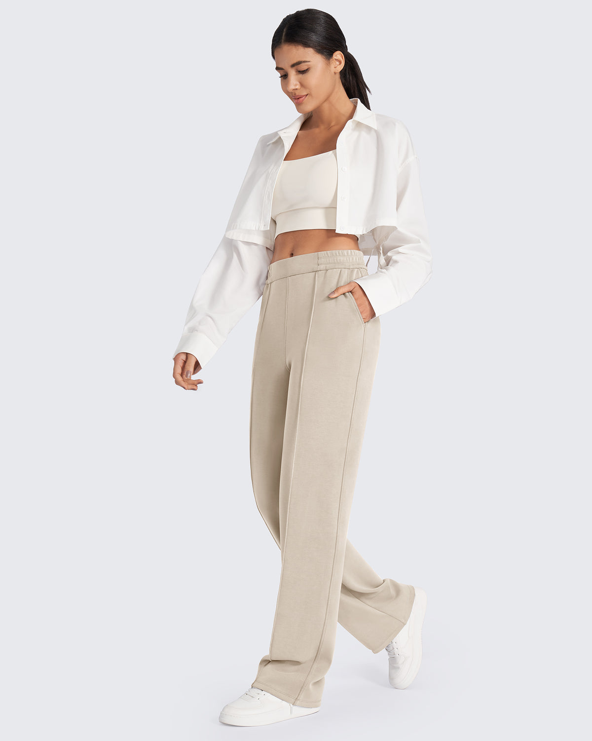 G4Free Activewear - Smoofit Loose High-Rise Elastic Dressy Pants 27 -GF24J286AF-XS-GF24J286AA-S-GF24J286AB-M-GF24J286AC-L-GF24J286AD-XL